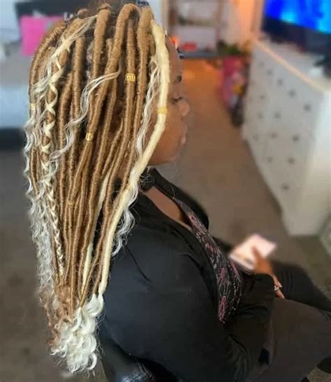 red and blonde faux locs